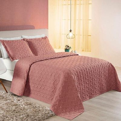 Cobre Leito King Florency Micropercal 200 Fios 3 Pçs Rosé