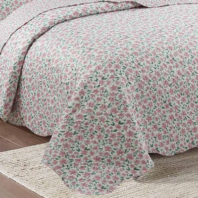 Kit Cobre Leito Colcha Daily Queen 3 Peças Dupla Face Estampado Floral - Sabrina Palha