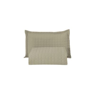 Kit Cobre Leito Colcha Unique Solteiro 2 Peças Matelado Percal 300 Fios - Cáqui