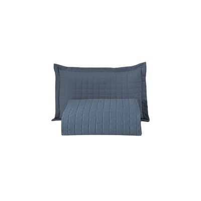 Kit Cobre Leito Colcha Unique Solteiro 2 Peças Matelado Percal 300 Fios - Azul
