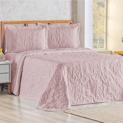 Cobre Leito Queen Bouti Mavie Floral 180 Fios 3 Peças - Rose
