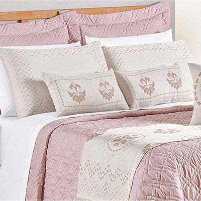 Kit Cobre Leito King Turin Com Almofadas E Peseira 180 Fios 10 Peças - Rose