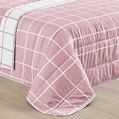 Cobre Leito Queen Austin Micropercal 200 Fios Dupla Face - 3 Peças Cor Xadrez Rosa
