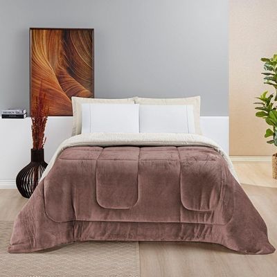 Coberdrom Sherpa E Flannel Everest King Manta Alta 150g 01 Peça - Rose.