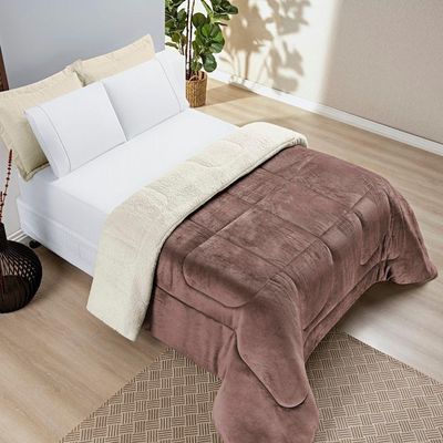 Coberdrom Sherpa E Flannel Everest King Manta Alta 150g 01 Peça - Rose.