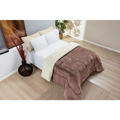 Coberdrom Sherpa E Flannel Everest King Manta Alta 150g 01 Peça - Rose.