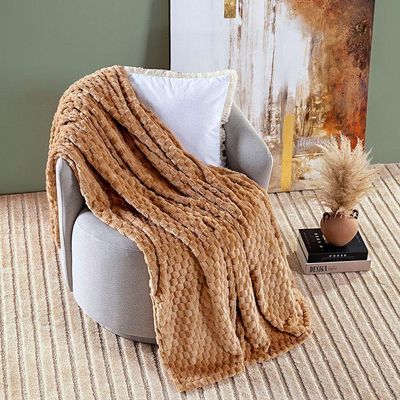 Cobertor Queen Marshmallow Manta Flannel Ultrasoft - Caramelo