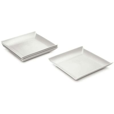 48 Pratos Quadrados Brancos Grandes 21cm Plástico Lanchonete Padaria Cozy Coza