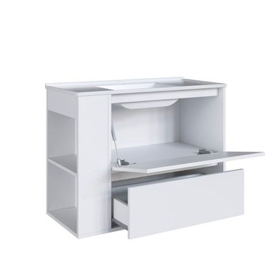 Gabinete De Banheiro 80cm Estela Branco Lavatório Espelheira com 1 Gavetão E Basculante