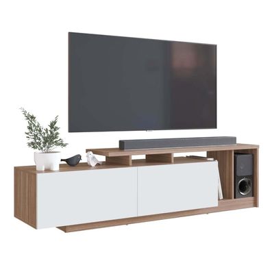 Rack Linea com 2 portas e Nichos para Televisor 50 polegadas Nova Móbile Montana Branco
