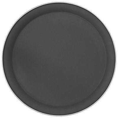 Kit 5 Bandejas Redondas Inox com Antiderrapante Garçom Servir 40cm Tramontina Service Preto