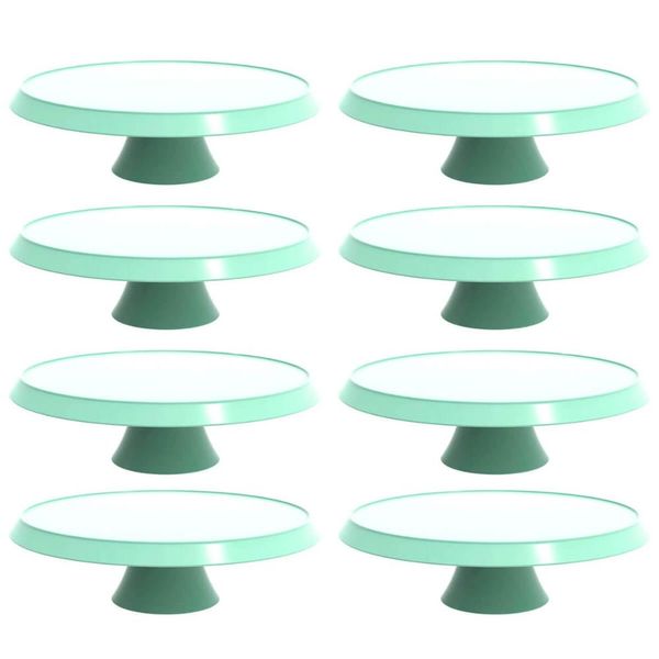 8 Porta Bolos e Tortas Verde Menta com Pé 28cm Bubble Crippa Boleiras para Confeitarias Docerias