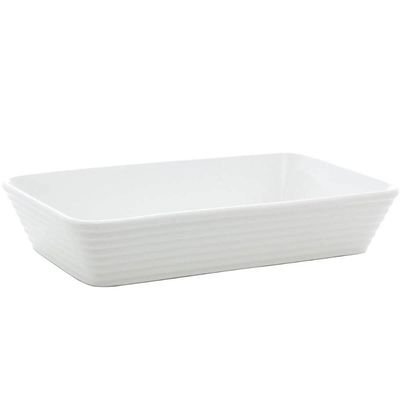 Kit 3 Assadeiras de Porcelana Branca 1,5L Refratário Lyor Retangular Servir Restaurante