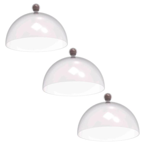 Kit 3 Cúpulas de Plástico 30cm para Bolos Tortas Doces Padaria Hotel Crippa Amêndoa