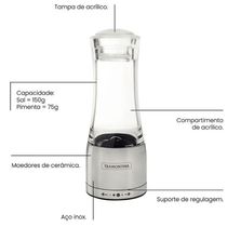Moedor de Sal Pimenta Acrílico Inox com Moinho Cerâmica Tramontina Realce