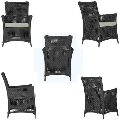4 Poltronas Igapó Alumínio Pintura Preta Corda Náutica E3 Preto