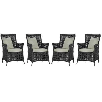 4 Poltronas Igapó Alumínio Pintura Preta Corda Náutica E3 Preto