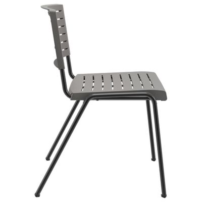 Kit 04 Cadeiras Empilhável Fixa Escritório Multiuso Base Preta Kimi P03 Basalto - Lyam Decor