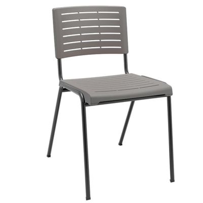 Kit 04 Cadeiras Empilhável Fixa Escritório Multiuso Base Preta Kimi P03 Basalto - Lyam Decor