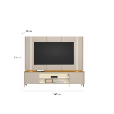 Rack Para Sala Com Painel Para Tv 70 Pol Elysia L05 Tauari Off White Fosco - Lyam Decor