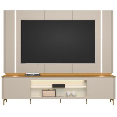 Rack Para Sala Com Painel Para Tv 70 Pol Elysia L05 Tauari Off White Fosco - Lyam Decor