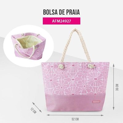 Kit Bolsa De Praia + Necessaire Rosa