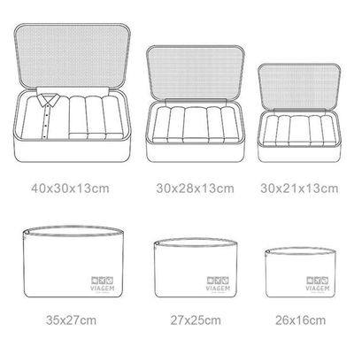 Kit Organizador De Malas 6 Peças + Necessaire Com Gancho Bege