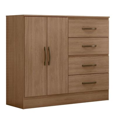 Cômoda Sapateira Para Quarto 2 Portas 4 Gavetas Lisa Carvalho Oak
