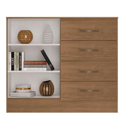 Cômoda Sapateira Para Quarto 2 Portas 4 Gavetas Lisa Carvalho Oak
