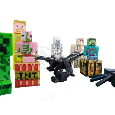 Kit Cartelado Minecraft 3 Bonecos + Dragão Creeper + Aranha