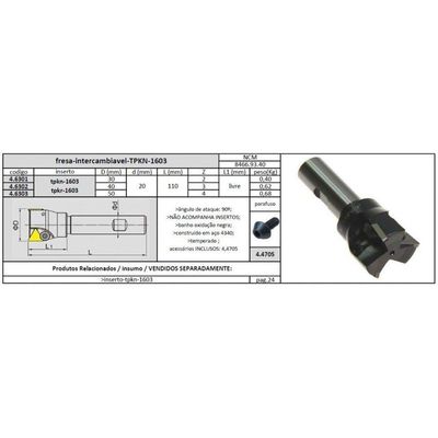 Fresa Tpkn 1603 50 Mm - Jg Tools