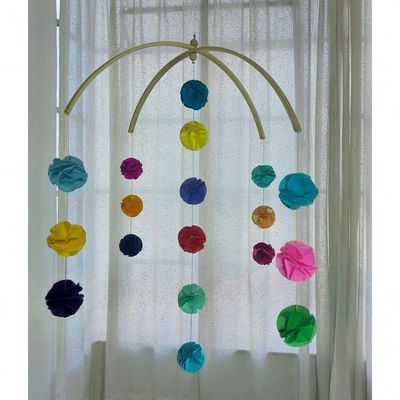 Móbile Berço Bebê Infantil Quarto 18bolas Coloridas Origamis