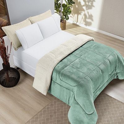 Coberdrom Sherpa E Flannel Everest Queen Manta Alta 150g 01 Peça - Alecrim