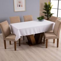 Toalha De Mesa Basic 1 Peça 1,45m X 1,40m 4 Lugares 100% Poliéster Tecido Oxford Branco