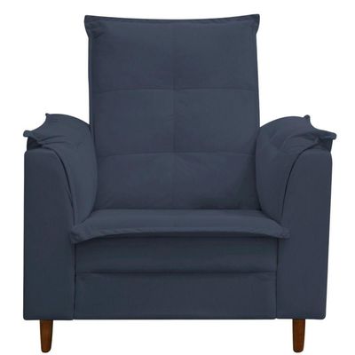 Poltrona Maria Para Amamentação E Descanso Com Puff Confortável Suede Azul Marinho Mabe Magazine