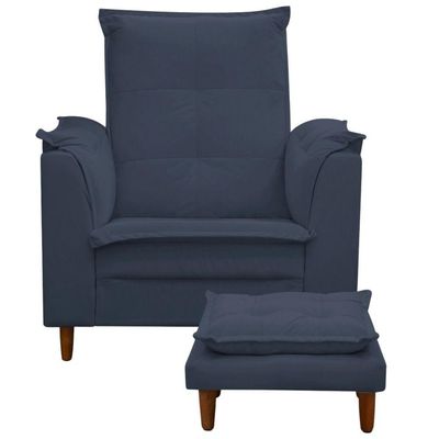 Poltrona Maria Para Amamentação E Descanso Com Puff Confortável Suede Azul Marinho Mabe Magazine