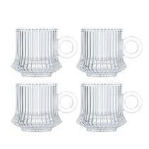 Jogo 4 XícarasDe Café Caneca Vidro Robusta Lines 85ml Em Casa Tem