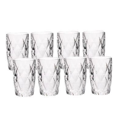Jogo 8 Copos De Vidro Diamond Diamante Transparente Resistente 400ml Em Casa Tem