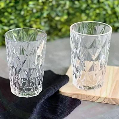 Jogo 12 Copos De Vidro Diamond Diamante Transparente Resistente 400ml Em Casa Tem