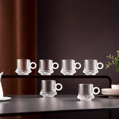 Jogo 2 XícarasDe Café Caneca Vidro Robusta Lines 85ml Em Casa Tem