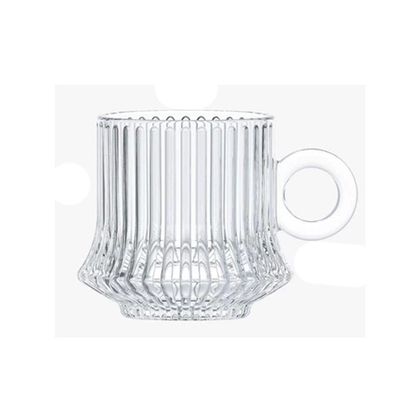 Jogo 2 XícarasDe Café Caneca Vidro Robusta Lines 85ml Em Casa Tem