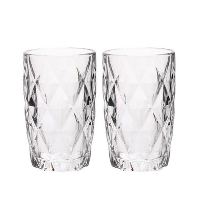 Jogo 2 Copos De Vidro Diamond Diamante Transparente Resistente 400ml Em Casa Tem