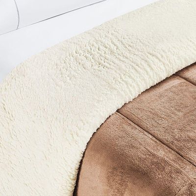 Coberdrom Sherpa E Flannel Everest Solteiro Manta Alta 150g 01 Peça - Apricot