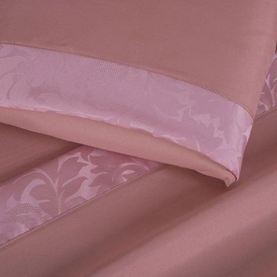 Jogo De Lençol Zurique Queen 4 Peças Micro Percal 400 Fios Friso Decorativo - Rose