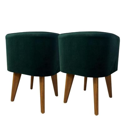Puff Banqueta Decorativa Pés Palito 2 Unidades Veludo Verde Ravena Shop Jm