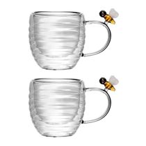 Jogo 2 XícarasDe Café Vidro Parede Dupla Abelha Lovely Bee 80ml Lyor
