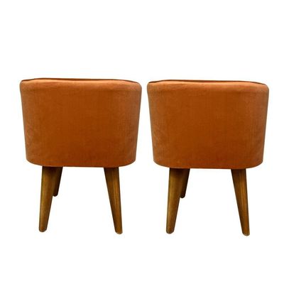 Puff Banqueta Decorativa Pés Palito 2 Unidades Veludo Terracota Ravena Shop Jm