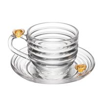 Jogo 2 XícarasDe Chá Com Pires Little Bee Abelha Colmeia Mel Cristal Ecológico 200ml Lyor