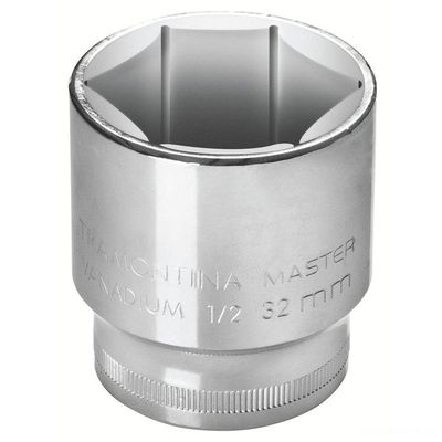 Soquete Sextavado 27 Mm Encaixe 1/2" Em Aço Cromo Vanádio Com Acabamento Cromado