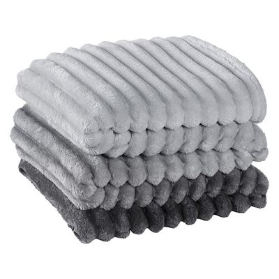 Cobertor Manta Tuffy Ultrasoft Flannel Queen 2,40m X 2,20m Degradê 01 Peça - Grafito Cinza